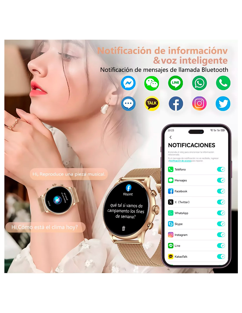 Foto 5 | Reloj Smartwatch Petukita Box Dorado para Mujer