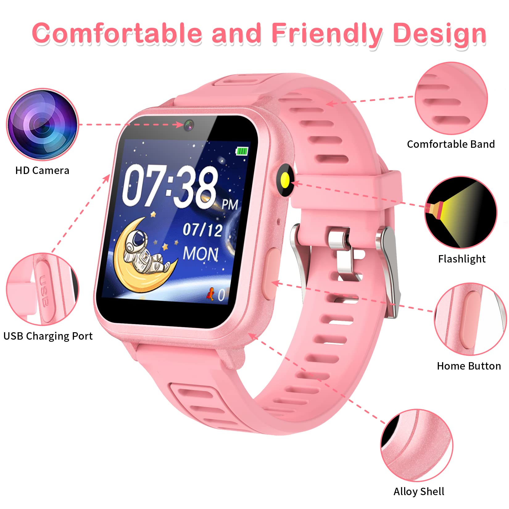 Foto 3 pulgar | Reloj Inteligente Phyulls para Niños Con 24 Juegos Cámara Video Y Música - Venta Internacional