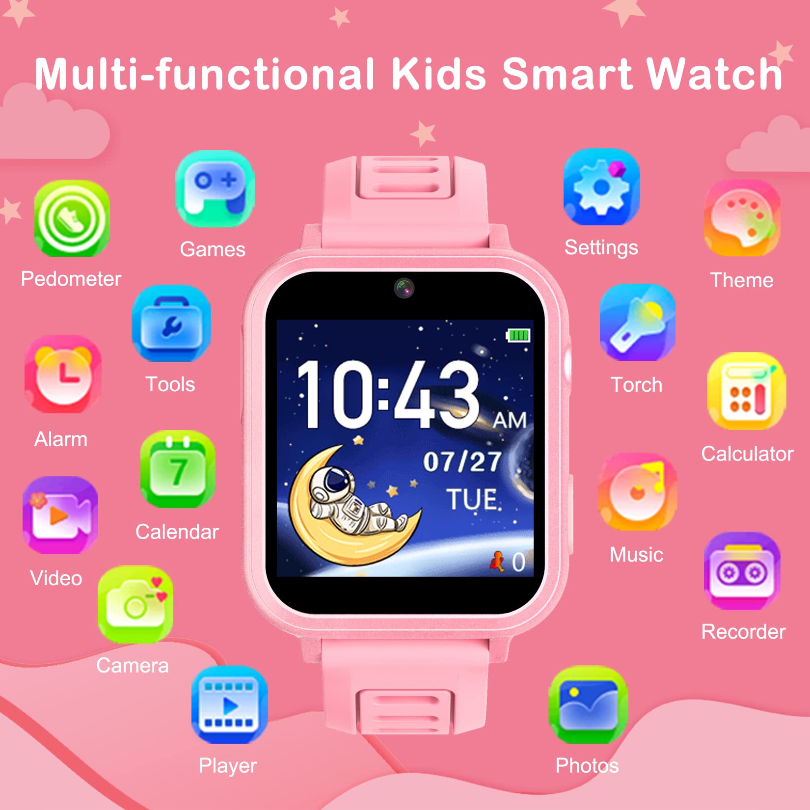 Foto 4 pulgar | Reloj Inteligente Phyulls para Niños Con 24 Juegos Cámara Video Y Música - Venta Internacional