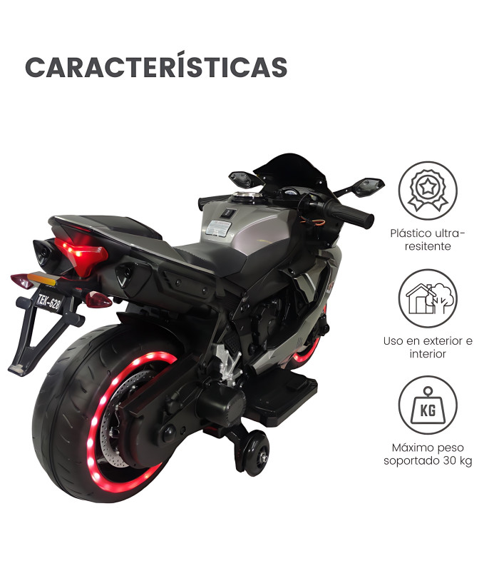 Foto 5 pulgar | Motocicleta Montable Eléctrica Tres Ruedas Luz Led 12v Generica color Gris