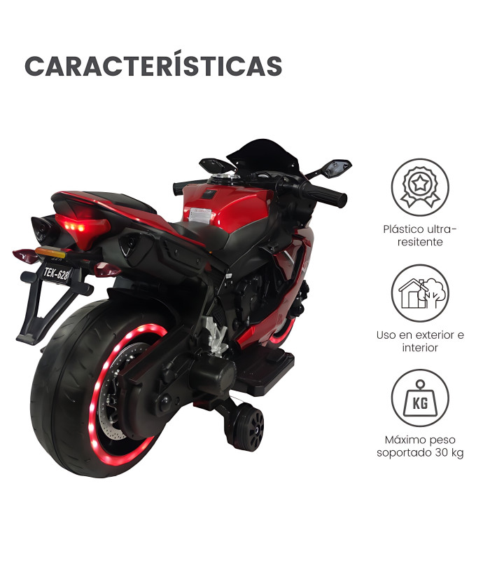 Foto 5 pulgar | Motocicleta Montable Eléctrica Tres Ruedas Luz Led 12v Generica color Rojo