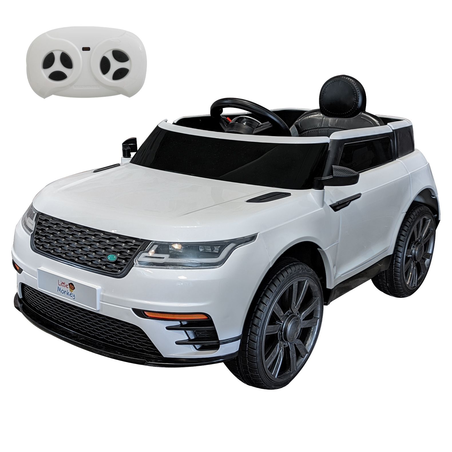 Carro Montable Little Monkey Camioneta Eléctrica 12V Mp3 Control Remoto color Blanco