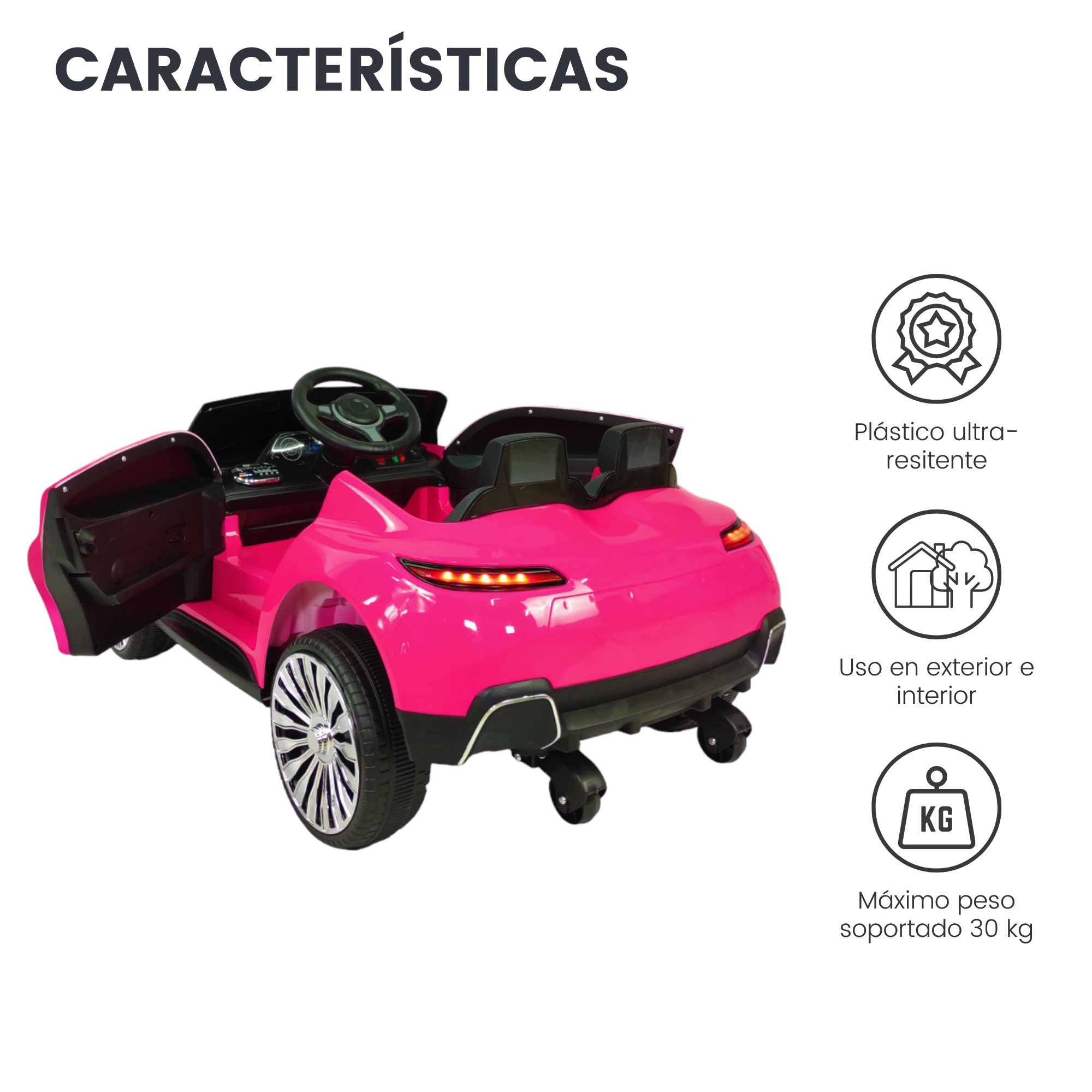 Foto 5 pulgar | Carro Montable Eléctrico para Niños TEK-698-ROSA Control Remoto Luz