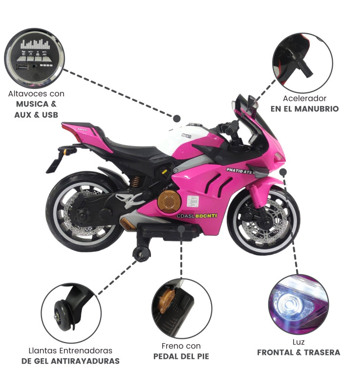 Foto 3 pulgar | Motocicleta Montable Eléctrica Genérica 12V color Rosa