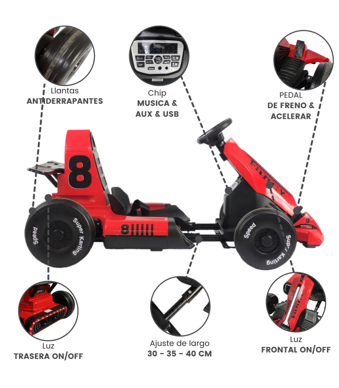 Foto 3 pulgar | Go Kart Montable Electrico Control Remoto Rojo 8 Km/h 12v7 Rojo