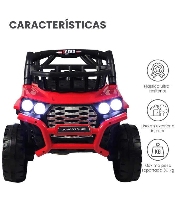 Foto 4 pulgar | Montable Electrico Control Remoto 12v 4 Motores Musica Luz Y Sonido Rojo