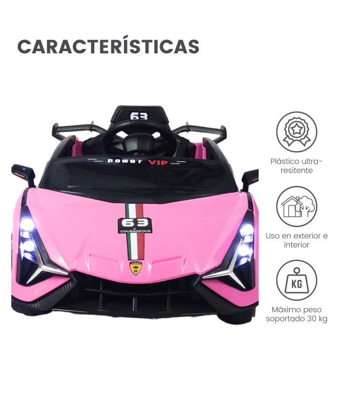 Foto 5 pulgar | Carro Electrico Para Niños Con Control Remoto 12v Lambo Rosa