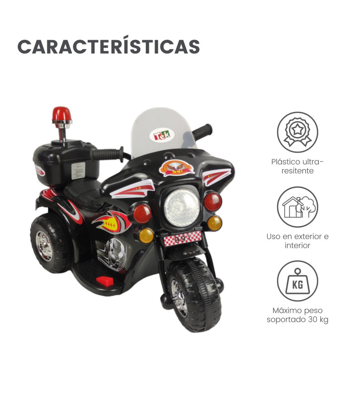 Foto 5 | Motocicleta Montable Eléctrica Tek Sonido Luz Led 6v color Negro