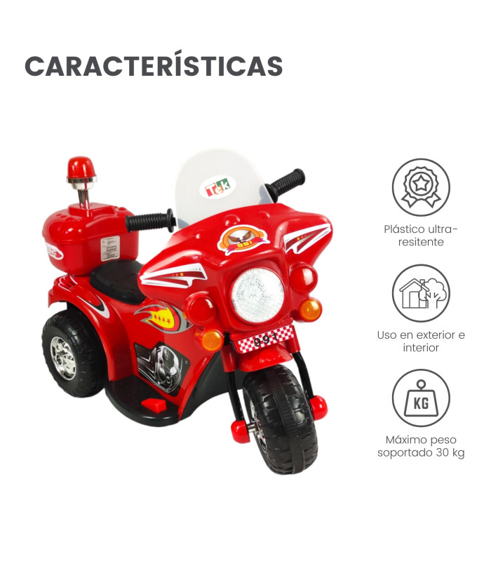 Foto 6 pulgar | Motocicleta Montable Eléctrica Tek Sonido Luz Led 6v color Rojo