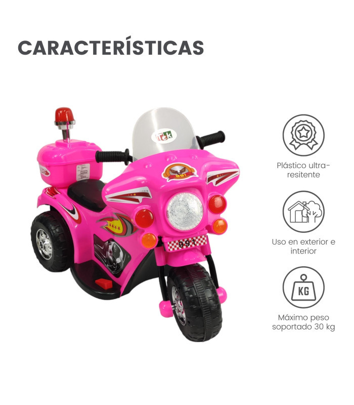 Foto 6 pulgar | Motocicleta Montable Eléctrica Tek Sonido Luz Led 6v color Rosa