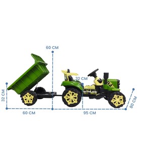 Foto 5 | Tractor Montable Electrico Con Remolque Control Remoto Verde
