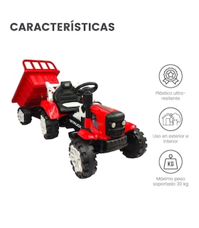 Foto 3 | Tractor Montable Electrico Con Remolque Control Remoto Rojo