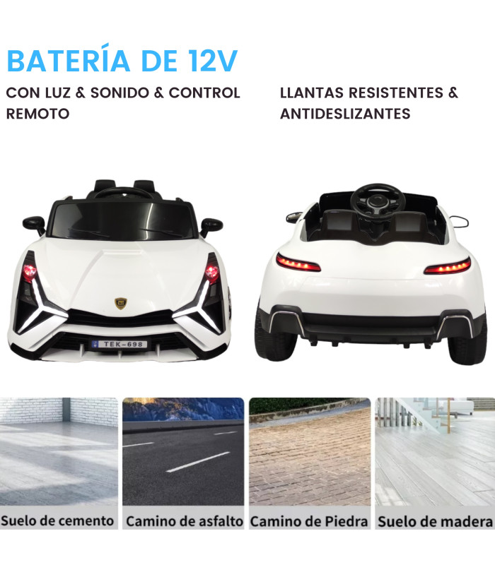 Foto 4 pulgar | Montable para Niños Eléctrico Control Remoto Luz Blanco Lambo