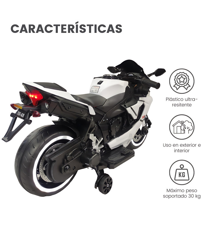 Foto 4 | Motocicleta Infantil Eléctrica 628-TEK-Blanco Tres Ruedas Luz Led 12v