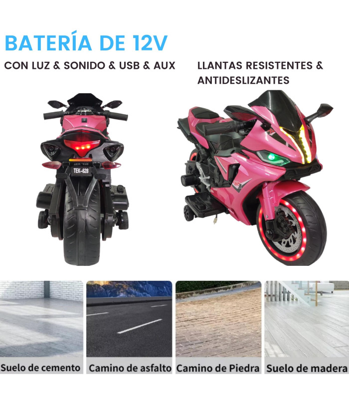 Foto 4 pulgar | Motocicleta Montable Eléctrica Tres Ruedas Luz Led 12v