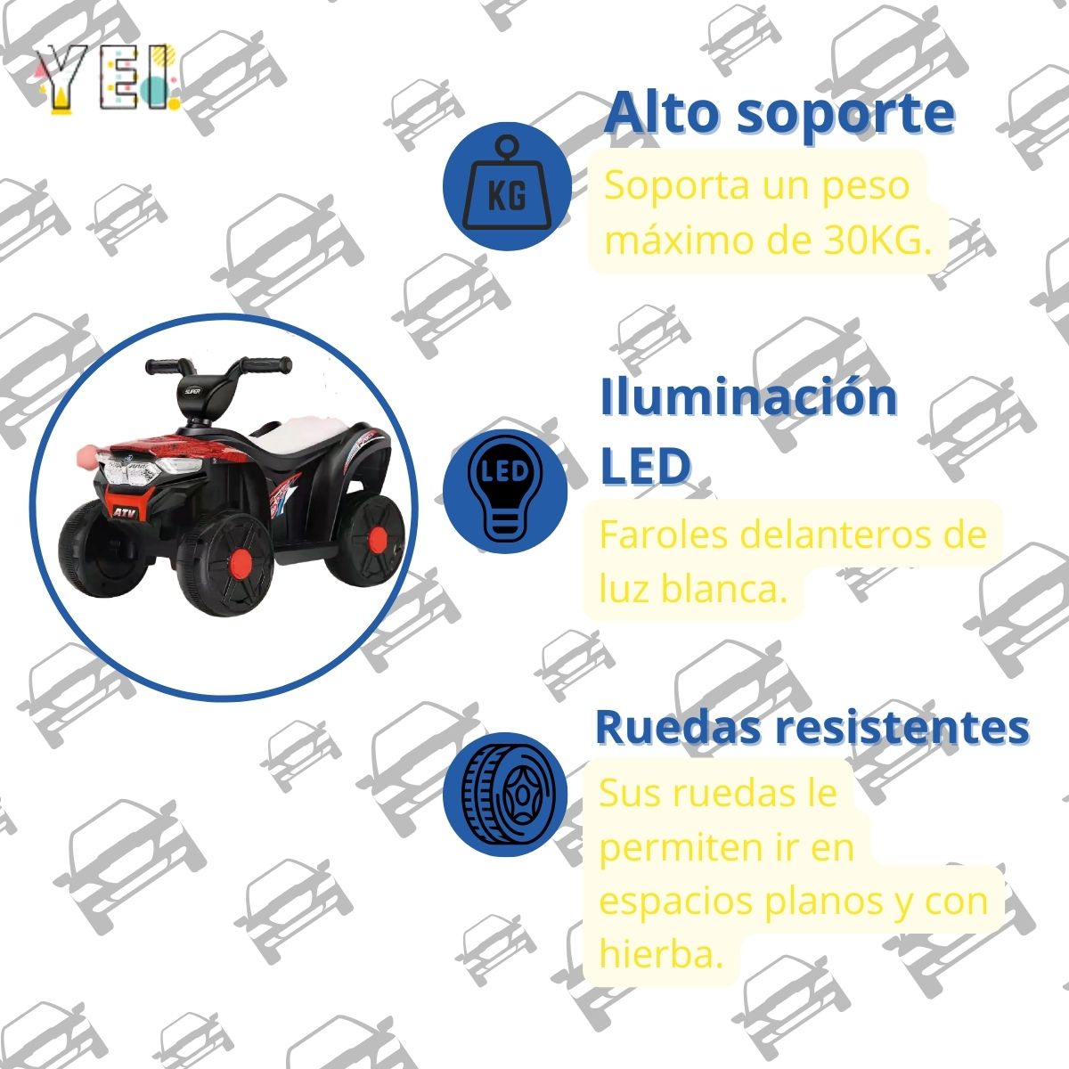 Foto 4 pulgar | Mini Cuatrimoto Montable Eléctrica Yei YEI-Minicua01BK Negro