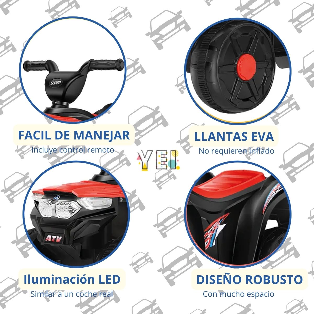 Foto 5 pulgar | Mini Cuatrimoto Montable Eléctrica Yei YEI-Minicua01BK Negro