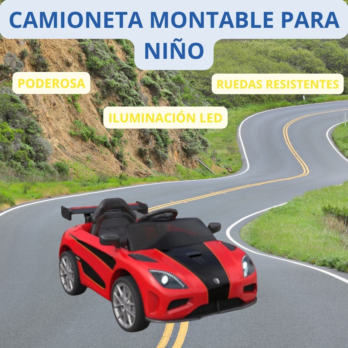 Foto 3 pulgar | Carrito Montable Eléctrico con Alerón Yei YEI-AM01RD-ALE Rojo