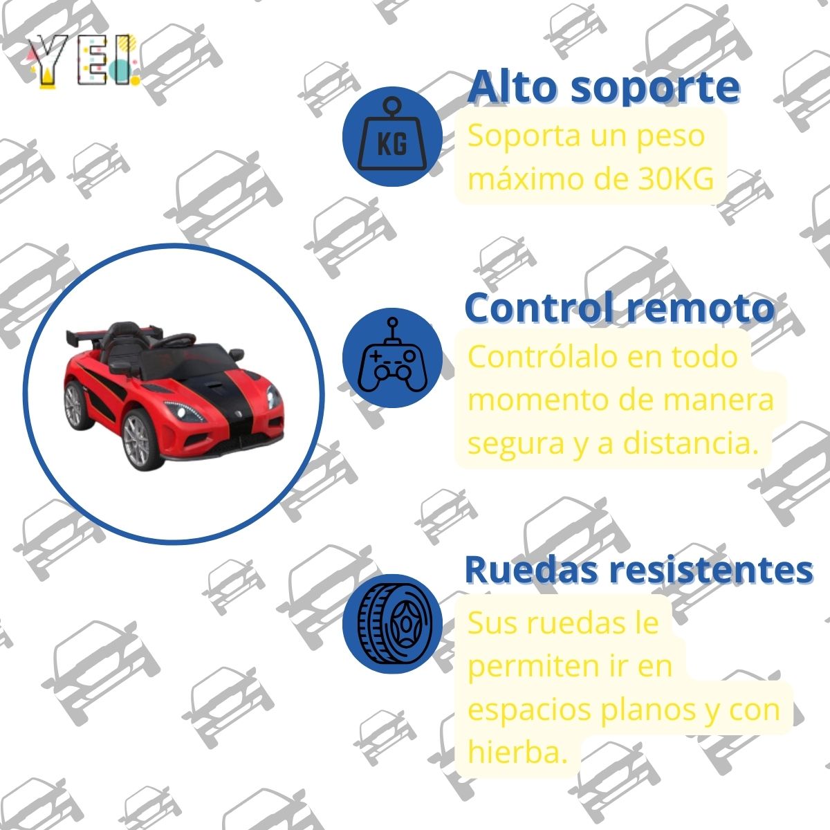 Foto 4 pulgar | Carrito Montable Eléctrico con Alerón Yei YEI-AM01RD-ALE Rojo