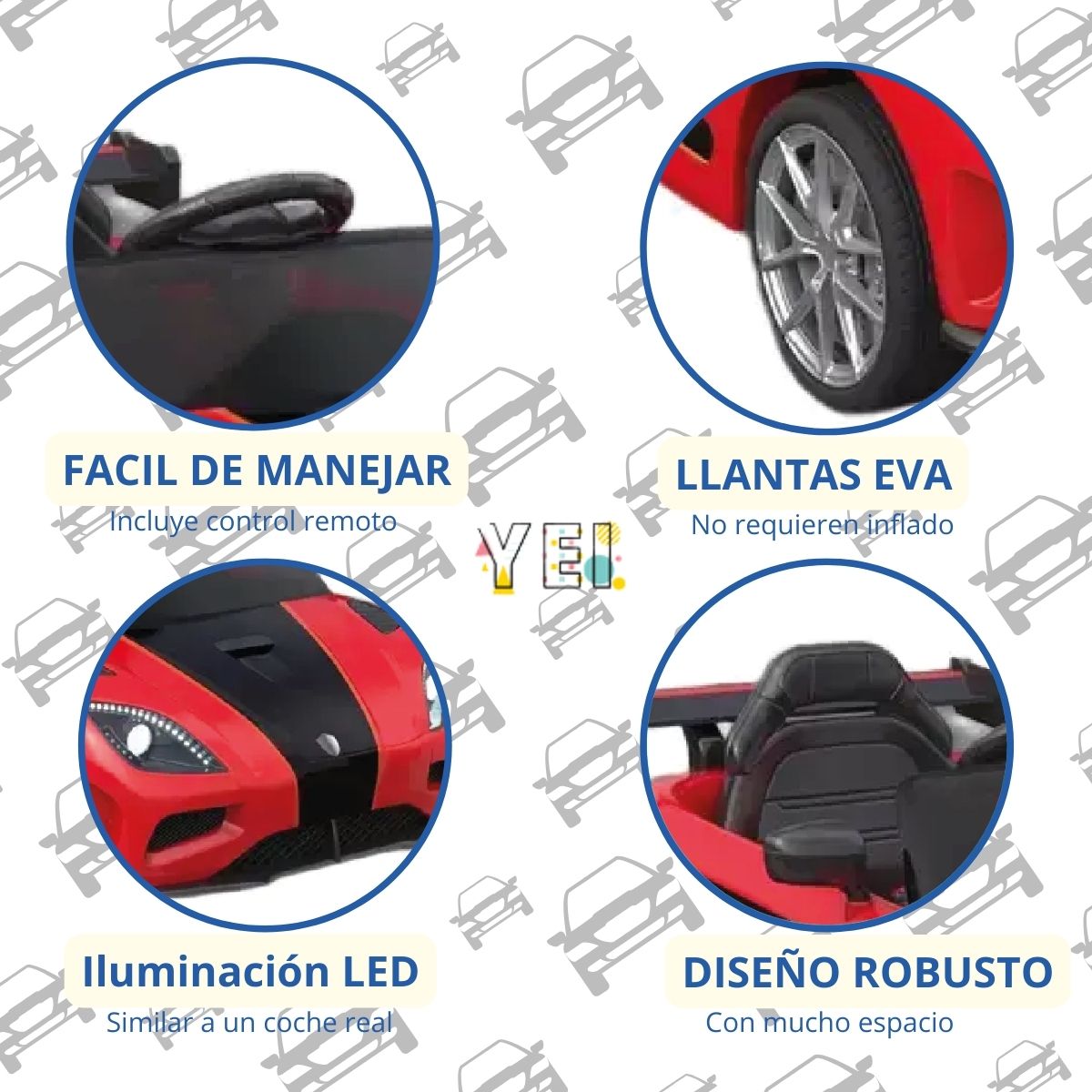 Foto 4 | Carrito Montable Eléctrico con Alerón Yei YEI-AM01RD-ALE Rojo