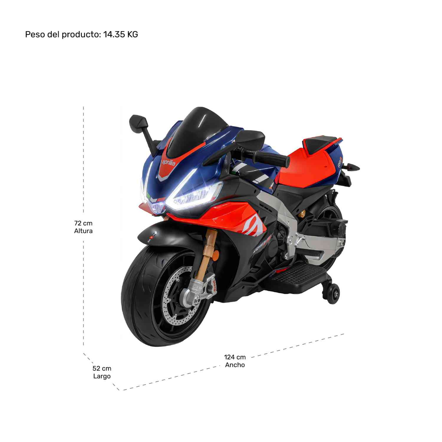 Foto 6 | Moto Montable Eléctrica 12v 2 Llantas Apoyo Azul Niño Luz