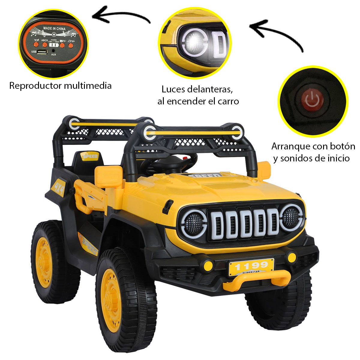 Foto 4 pulgar | Montable Eléctrico Genérico Buggy Super Car Amarillo