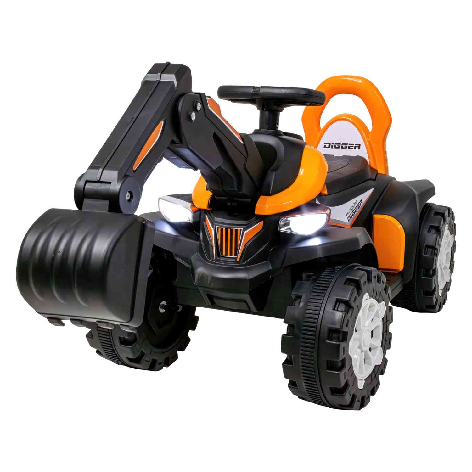 Montable Eléctrico Excavadora Little Monkey 6v Naranja Musical Luz para Niño