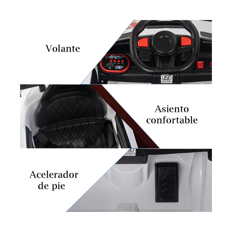 Foto 6 pulgar | Vehiculo Montable Electrico Para Niños Twister 6v Mt919a Blanco