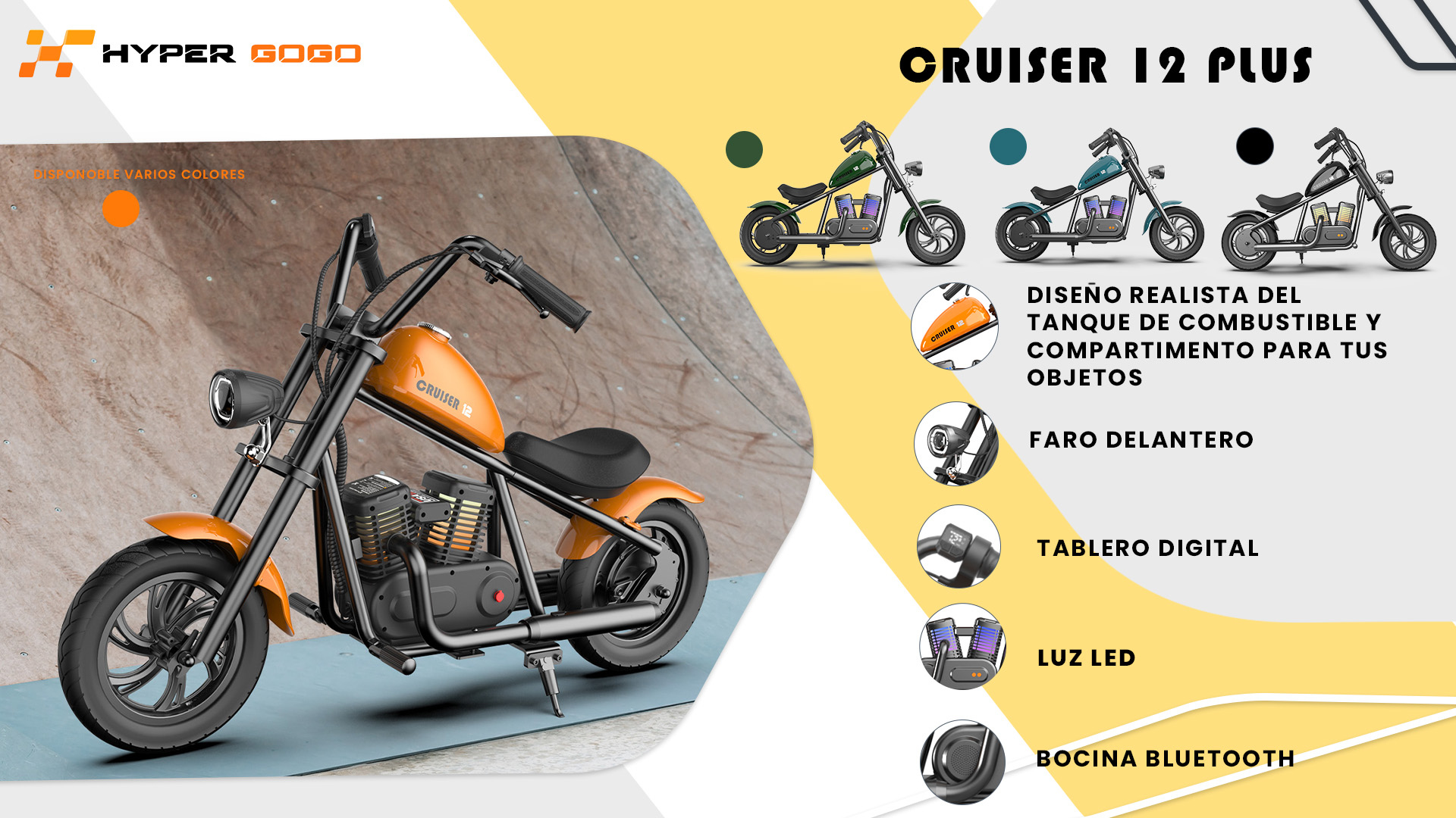 Foto 7 | Moto Electrica Infantil Hyper Gogo Cruiser 12 Plus Verde