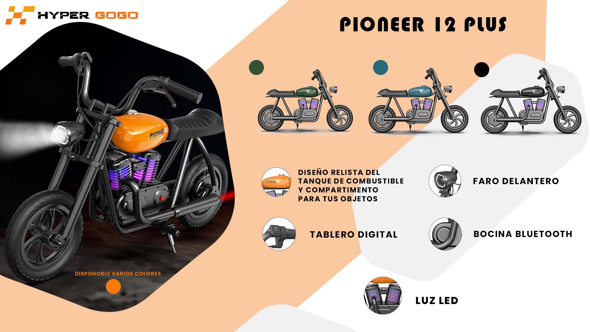 Foto 8 pulgar | Moto Eléctrica Infantil Kubor Hypergogo Pioneer 12 Plus Azul