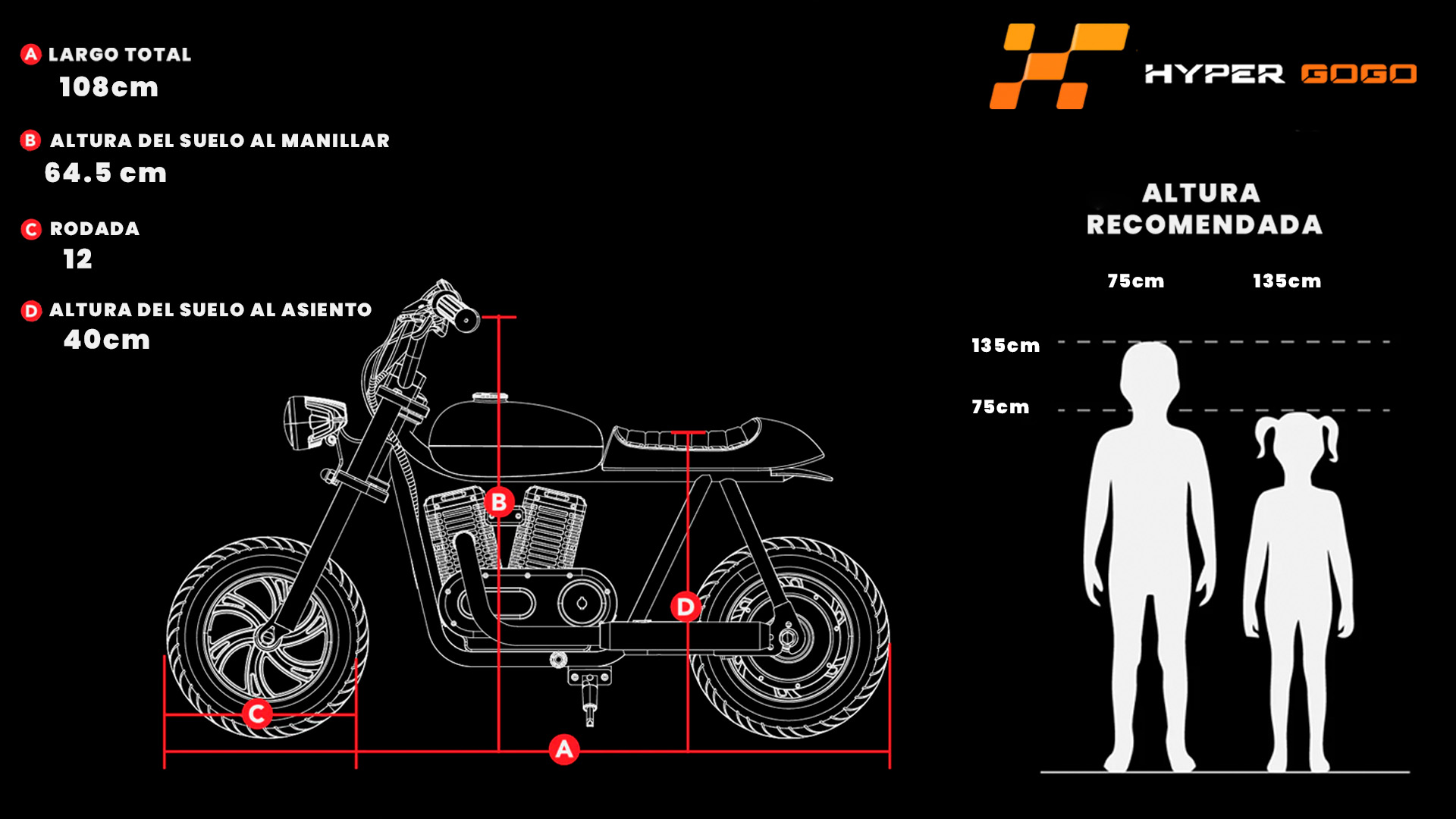 Foto 6 | Moto Eléctrica Infantil Kubor Hypergogo Pioneer 12 Básica Naranja