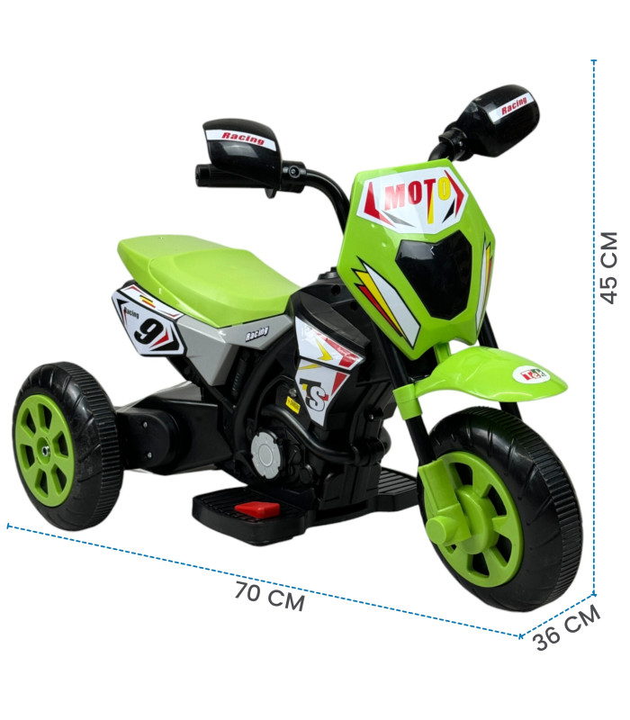 Foto 9 pulgar | Motocicleta Montable Para Niños 3 Ruedas Sonido,luz 6v Verde