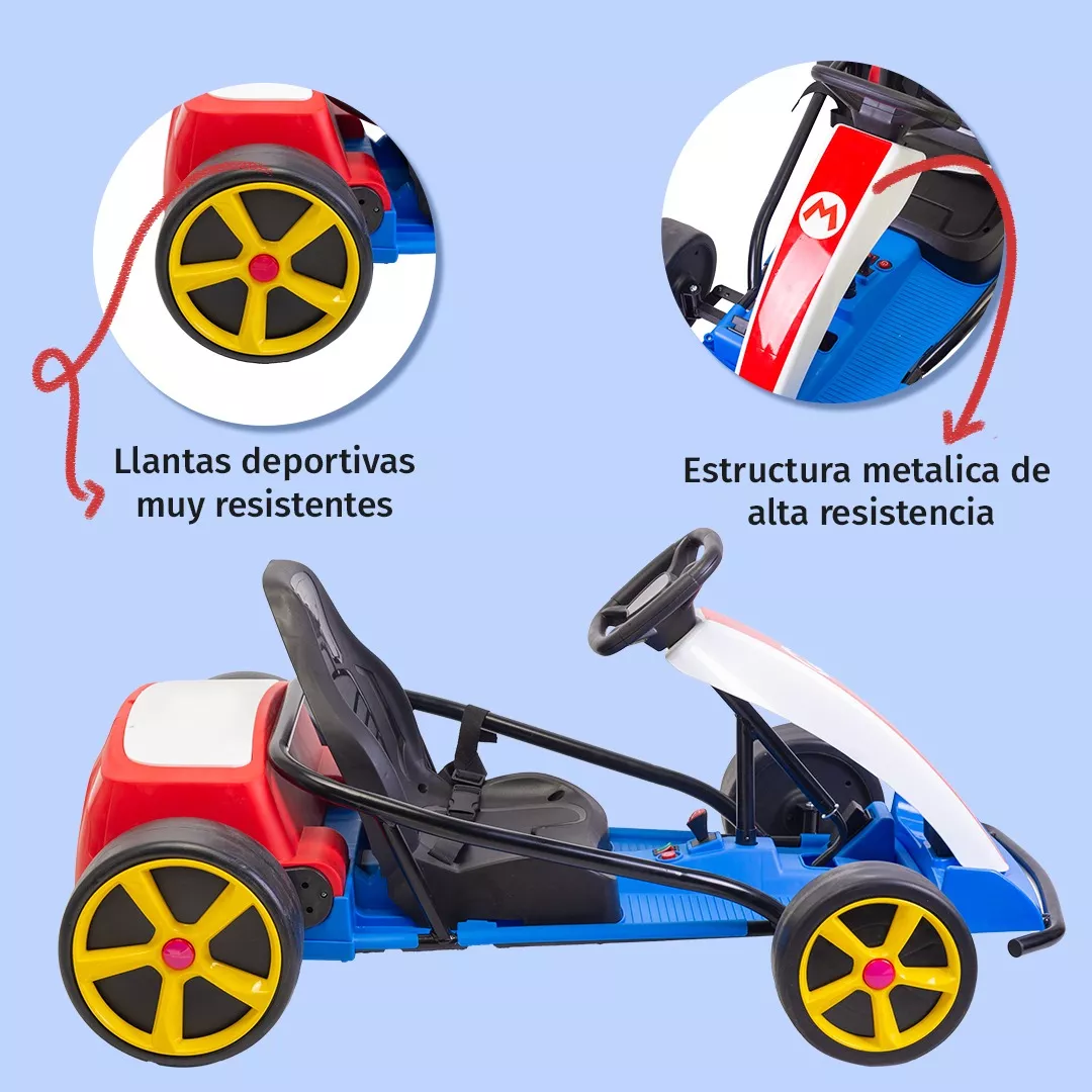 Foto 3 pulgar | Montable Go Kart Eléctrico Aeiou Mario Bros Carro Drift 24 v