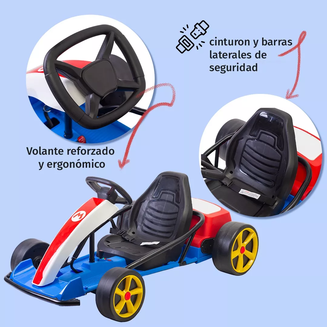 Foto 4 pulgar | Montable Go Kart Eléctrico Aeiou Mario Bros Carro Drift 24 v