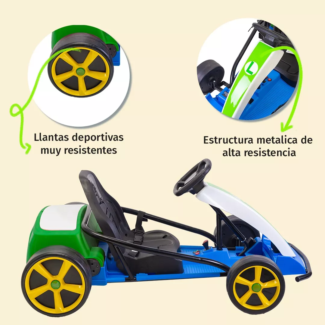 Foto 3 pulgar | Montable Go Kart Eléctrico Aeiou Mario Bros Carro Drift 24 v Luigi