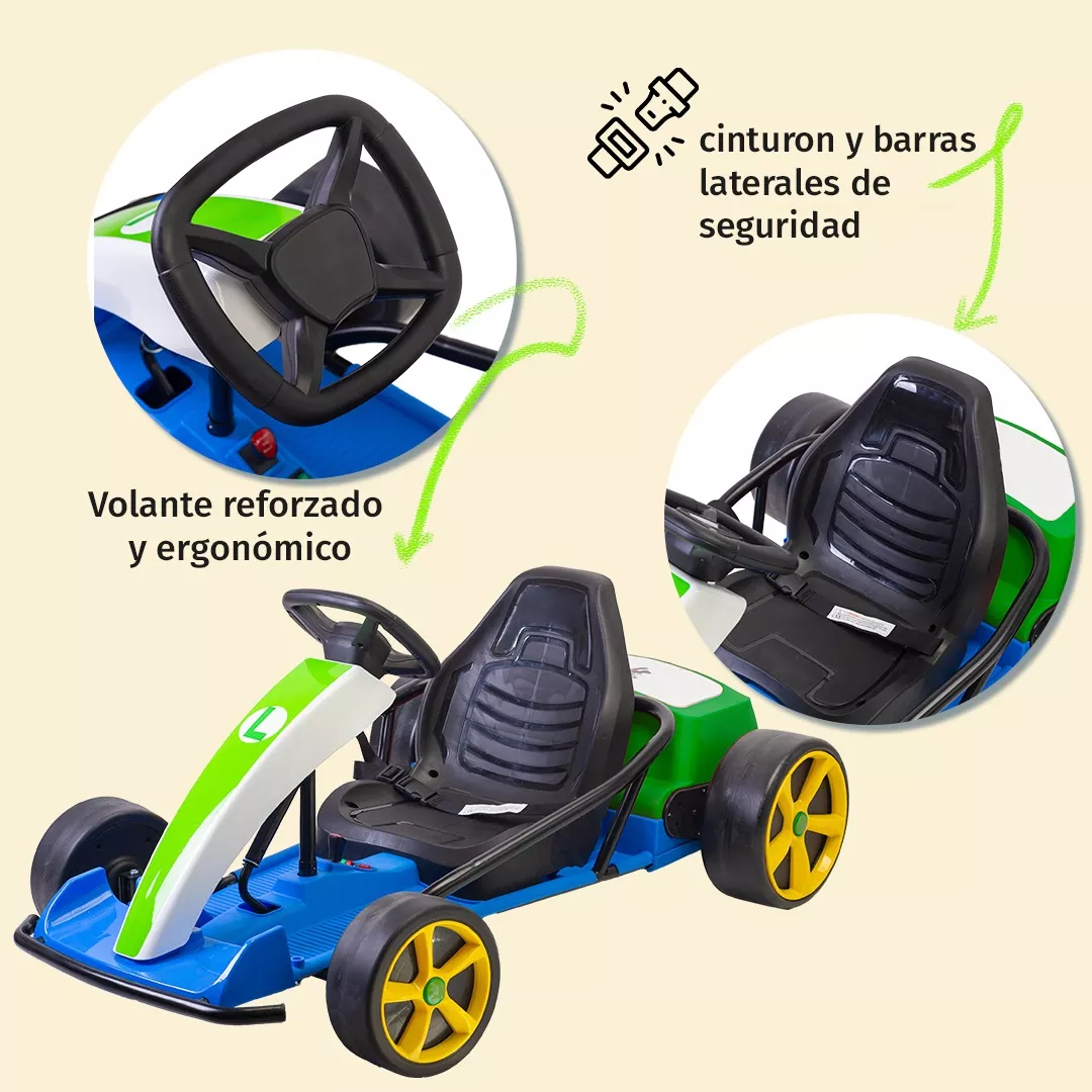 Foto 4 pulgar | Montable Go Kart Eléctrico Aeiou Mario Bros Carro Drift 24 v Luigi