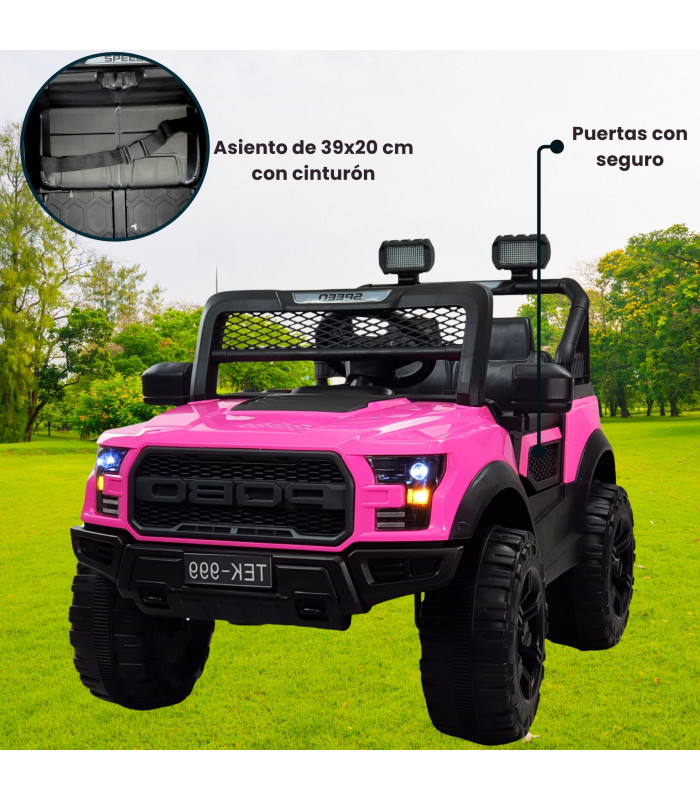 Foto 4 pulgar | Montable Eléctrico Rosa Control Remoto Luz Led Raptor 12v para Niños