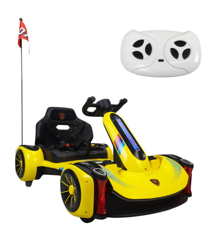 Go Kart Montable Electrico Control Remoto Luz Y Sonido 12v - Amarillo