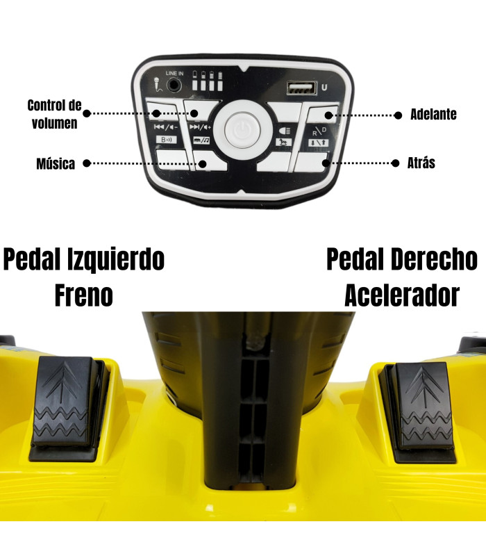 Foto 4 pulgar | Go Kart Montable Electrico Control Remoto Luz Y Sonido 12v - Amarillo