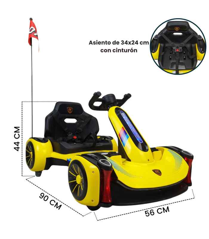 Foto 5 | Go Kart Montable Electrico Control Remoto Luz Y Sonido 12v - Amarillo