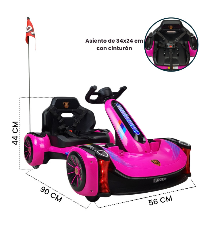 Foto 5 | Go Kart Montable Electrico Control Remoto Luz Y Sonido 12v - Rosa