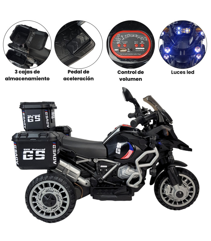 Foto 2 | Motocicleta Eléctrica Infantil Negra Recargable