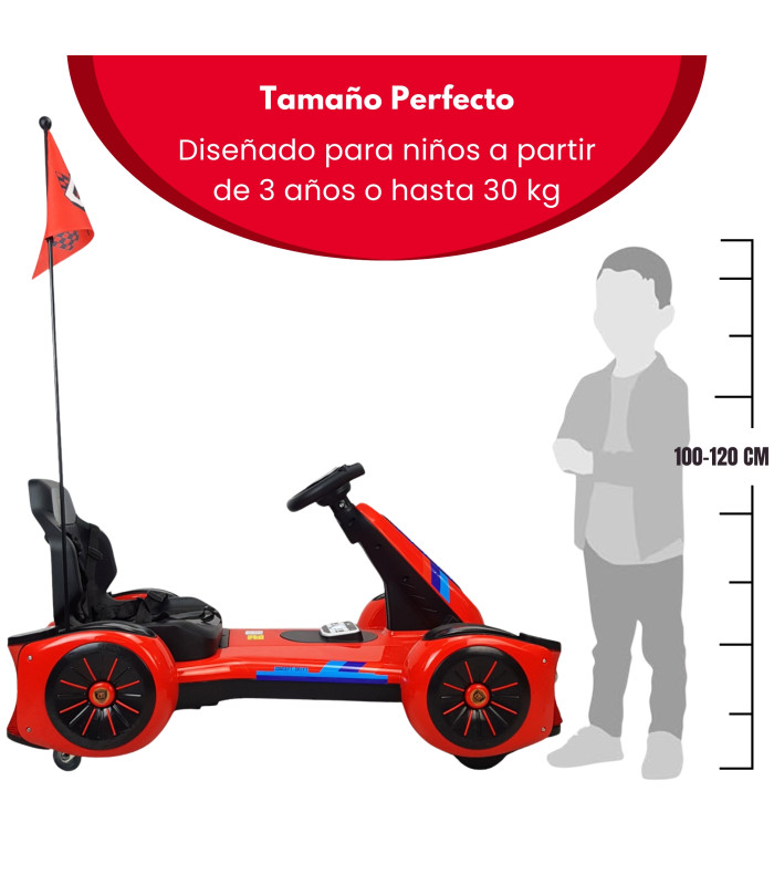 Foto 3 pulgar | Go Kart Montable Electrico Control Remoto Luz Y Sonido 12v - Rojo