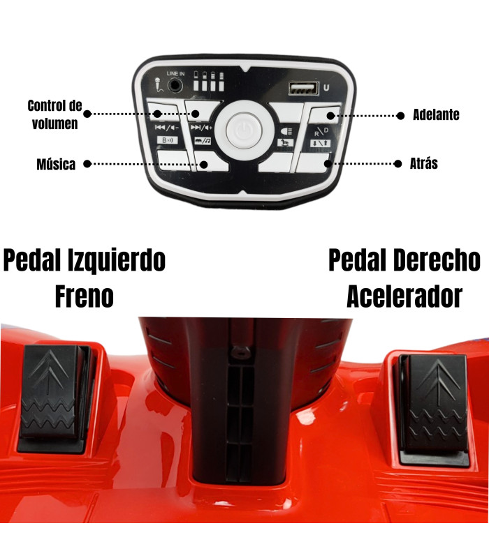 Foto 4 pulgar | Go Kart Montable Electrico Control Remoto Luz Y Sonido 12v - Rojo