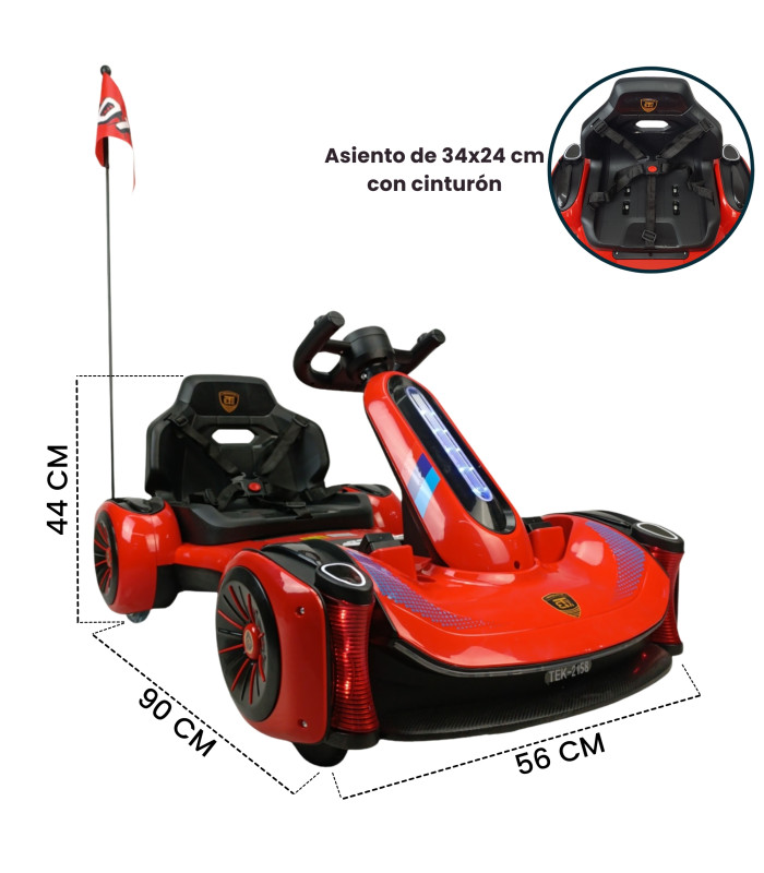 Foto 6 pulgar | Go Kart Montable Electrico Control Remoto Luz Y Sonido 12v - Rojo