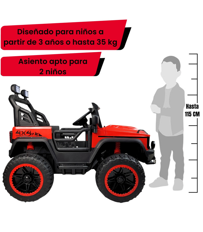 Foto 3 pulgar | Montable Eléctrico Camioneta 4x4 con Control Remoto 12v Rojo para Niños