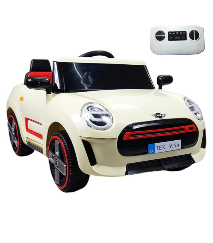Montable Electrico Para Niños Cooper Con Control Remoto Luz Led 12v - Beige