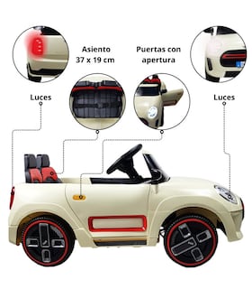 Foto 2 | Montable Electrico Para Niños Cooper Con Control Remoto Luz Led 12v - Beige