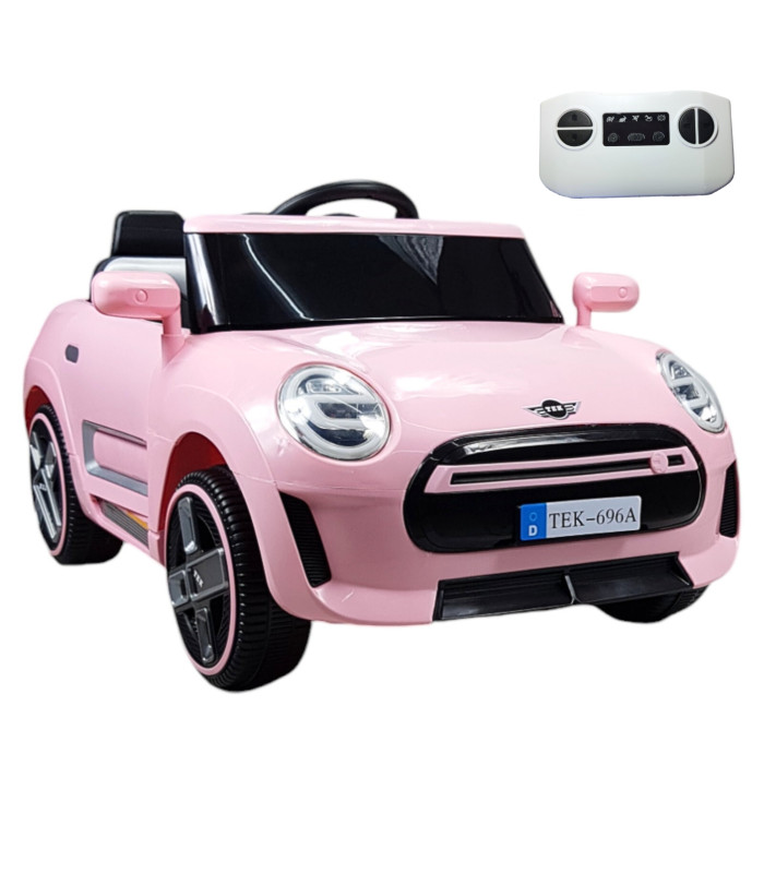 Montable Electrico Para Niños Cooper Con Control Remoto Luz Led 12v - Rosa
