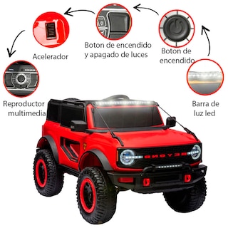 Foto 5 | Montable Eléctrico Bronco Rojo con Luces y Conexión USB